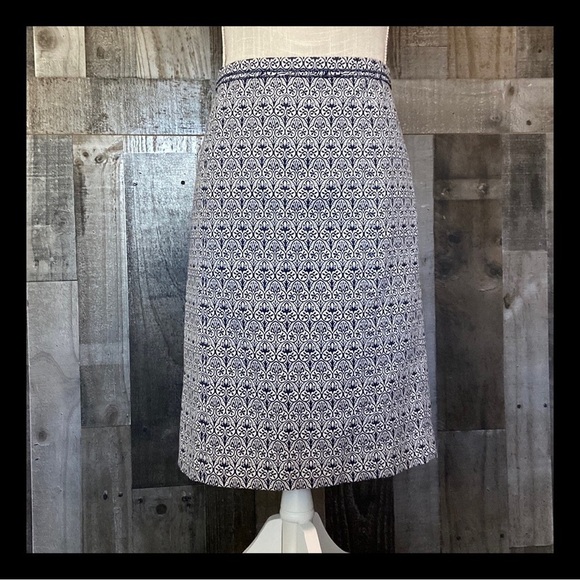 Tory Burch damask floral pencil skirt size 6 designer party formal academia fall